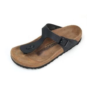 BIRKENSTOCK Gizeh Sandals Black Thong Women's Shoes Birko Flor Size 37 Us 6